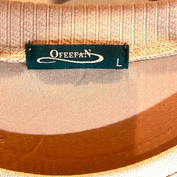 Ofeefan Pullover Peach & Teal Colorblock Knit Work Casual Top Size Large - Picture 8 of 11